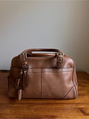 Vintage Coach Mini Boston Bag Brown Leather Carryall Shoulder Bag